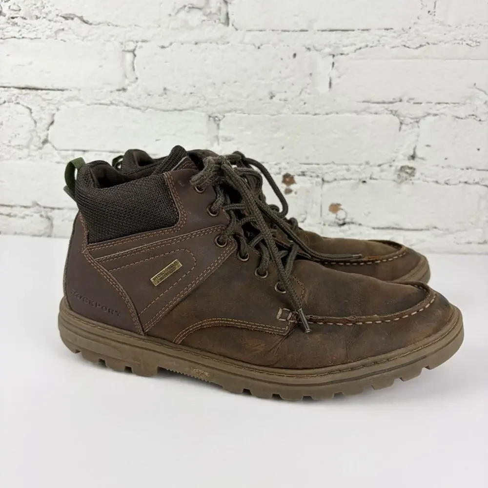 Rockport Brown Leather Waterproof Laced Java Ankle Boots Men’s 8.5 Wide